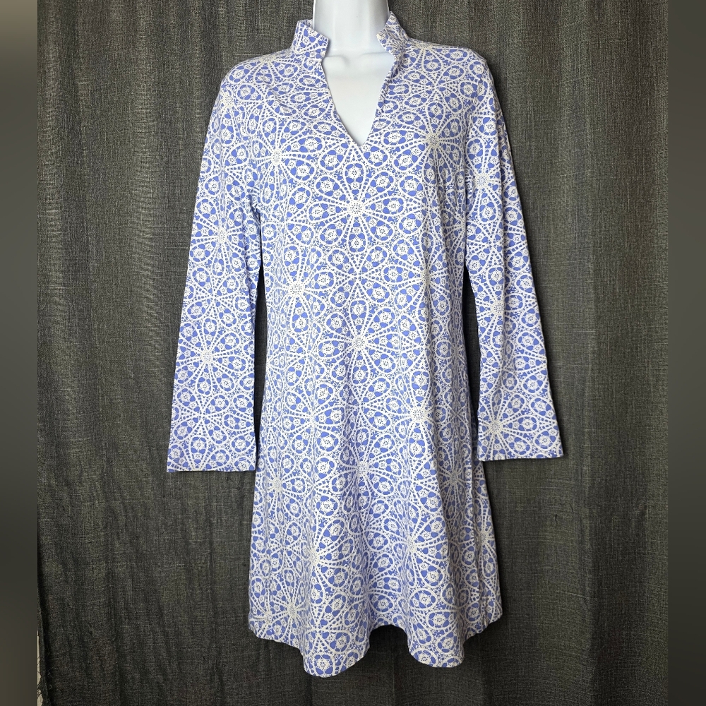 MAHI GOLD Blue and White Bimini Dress